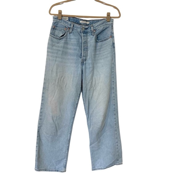 Levi’s Ribcage Straight Jeans Button Fly Womens 30 Blue - Picture 1 of 7
